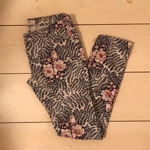 Free People Floral Pinwale Cord Skinny Jeans